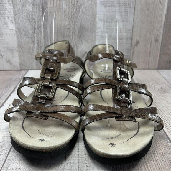 Abeo Biosystem Women's Strappy Sandal Leather Ankle Strap Buckle Brown Size 10 - Picture 4 of 15